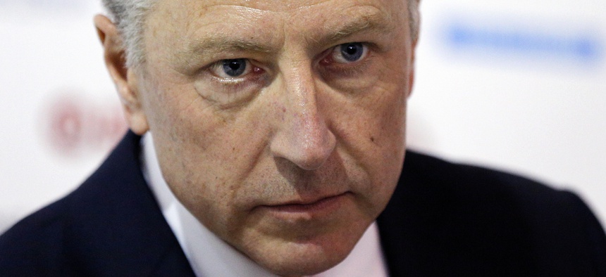 n this Sept. 18, 2018 file photo U.S. special representative to Ukraine Kurt Volker attends the 15th Yalta European Strategy (YES) annual meeting entitled "The next generation of everything" at the Mystetsky Arsenal Art Center in Kiev, Ukraine.