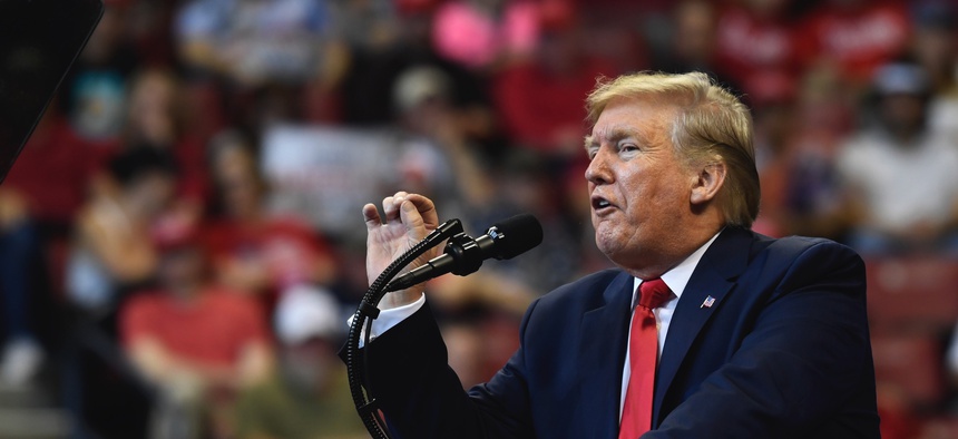 President Donald Trump speaks at a campaign rally in Sunrise, Fla., Tuesday, Nov. 26, 2019.