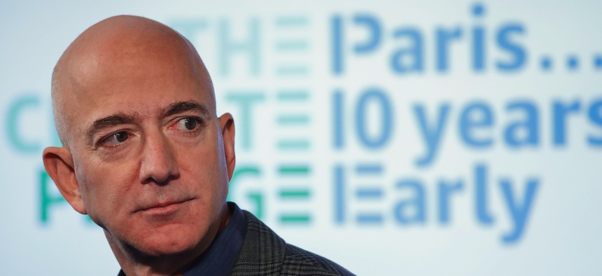 Amazon CEO Jeff Bezos speaks during his news conference at the National Press Club in Washington, Thursday, Sept. 19, 2019.