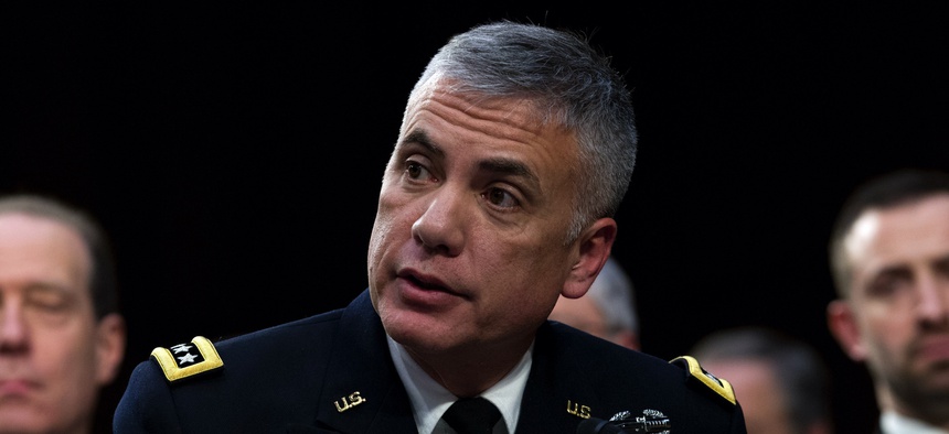 In this Jan. 29, 2019, photo, National Security Agency director and head of U.S. Cyber Command Gen. Paul Nakasone testifies before the Senate Intelligence Committee on Capitol Hill in Washington.