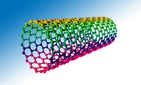 An artist's illustration of a carbon nanotube, which is several times stronger than steal but one sixth the weight. 