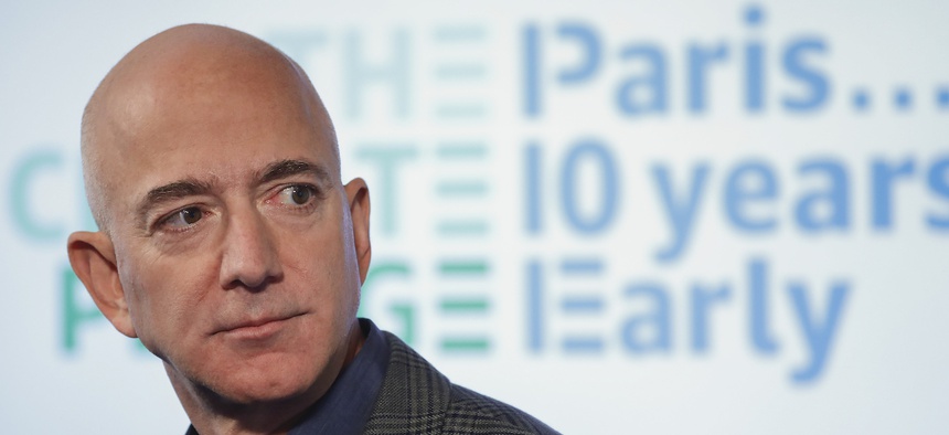 Amazon CEO Jeff Bezos speaks during his news conference at the National Press Club in Washington, Thursday, Sept. 19, 2019