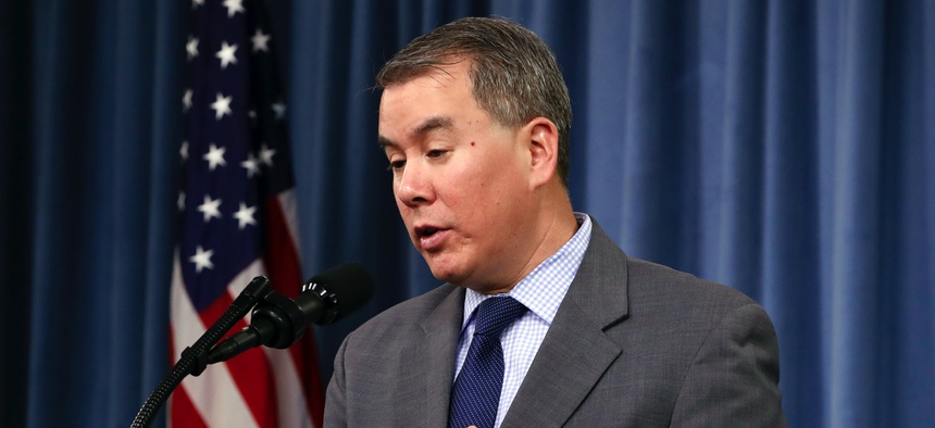 In this Feb. 2, 2018, file photo, Under Secretary of Defense for Policy, John Rood, speaks during a news conference on the 2018 Nuclear Posture Review, at the Pentagon.