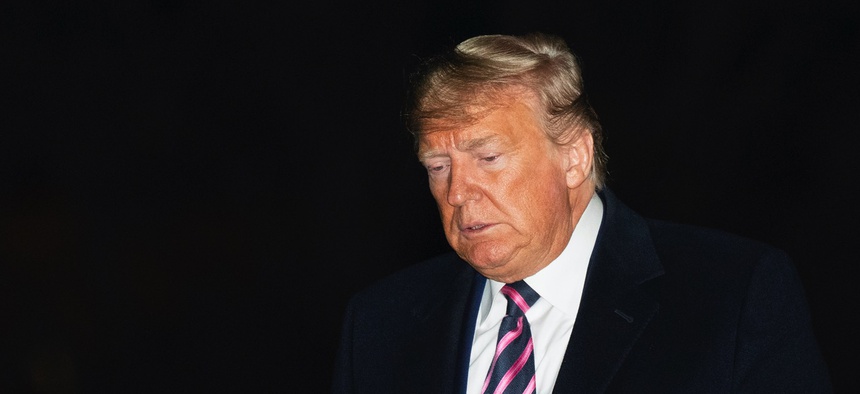 President Donald Trump arrives at the White House from a campaign trip in Las Vegas, Friday, Feb. 21, 2020, in Washington.