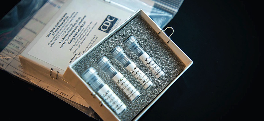 This undated photo provided by U.S. Centers for Disease Control and Prevention shows CDC’s laboratory test kit for the new coronavirus.