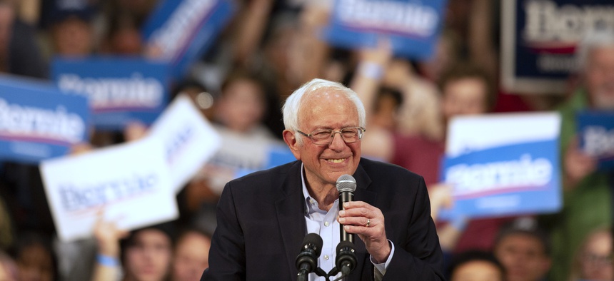 Democratic presidential candidate Sen. Bernie Sanders, I-Vt., speaks at a campaign rally Monday, March 2, 2020, in St. Paul, Minn.