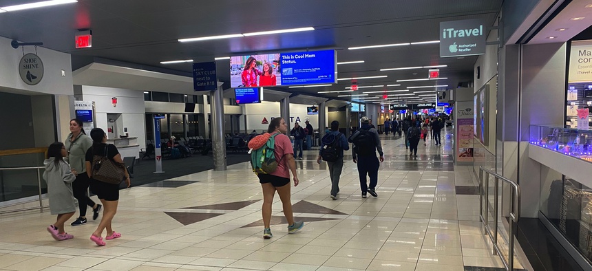 View of Hartsfield-Jackson Atlanta International Airport where flight cancellations and restrictions caused by the coronavirus outbreak, left passengers stranded on March 14, 2020 in Atlanta, Georgia.