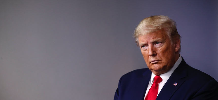 President Donald Trump attends a coronavirus task force briefing at the White House, Sunday, March 22, 2020, in Washington.President Donald Trump attends a coronavirus task force briefing at the White House, Sunday, March 22, 2020, in Washington.