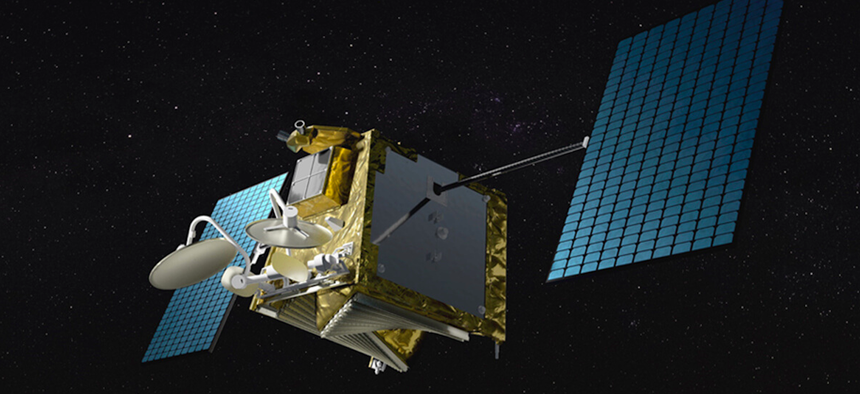 An artist's illustration of the OneWeb communications satellite