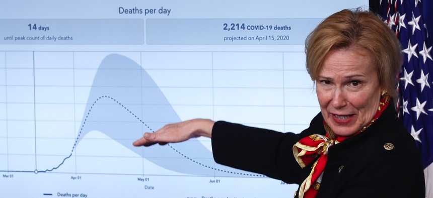 Dr. Deborah Birx, White House coronavirus response coordinator, speaks about the coronavirus in the James Brady Press Briefing Room of the White House, Tuesday, March 31, 2020, in Washington.