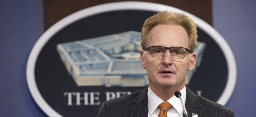 Acting Secretary of the Navy Thomas B. Modly speaks at a Pentagon press briefing, Washington, D.C., April 2, 2020