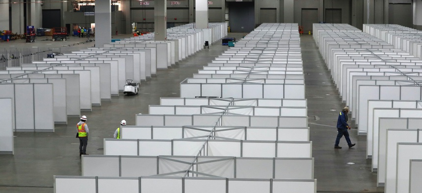 The U.S. Army Corps of Engineers began construction at Detroit's TCF Center earlier this month to create a quarantined hospital setting with 1,000 beds.