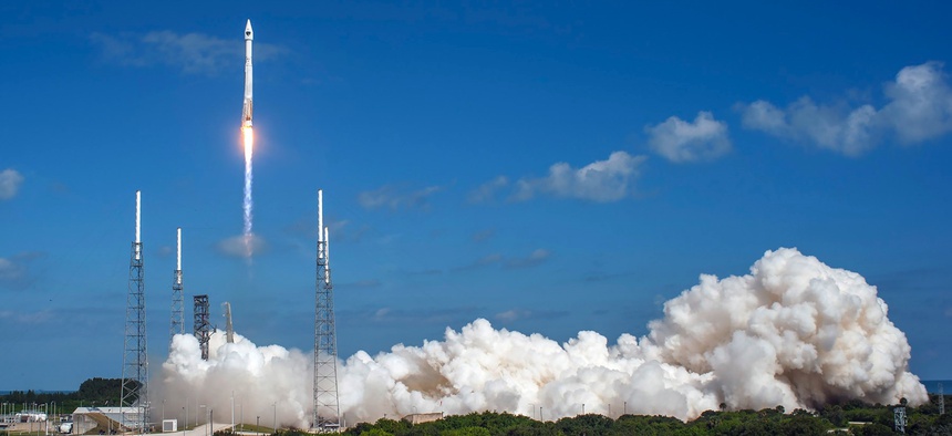 A United Launch Alliance (ULA) Atlas V rocket carrying the GPS IIF-11 mission lifted off from Space Launch Complex 41 at 12:13 p.m. EDT