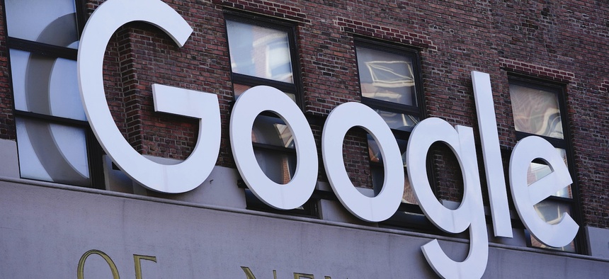 5/13/20 A view of Grow with Google logo as seen from Chelsea office during the coronavirus pandemic on May 13, 2020 in New York City.