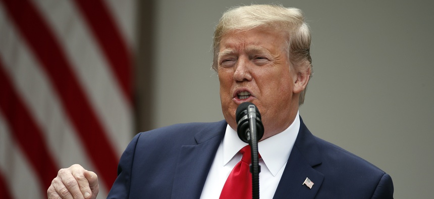 President Donald Trump speaks in the Rose Garden of the White House, Friday, May 29, 2020, in Washington.