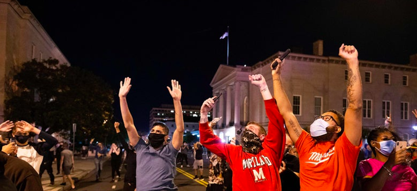 military helicopterA Lakota National Guard helicopter hovered low over protesters in D.C. Monday night.
