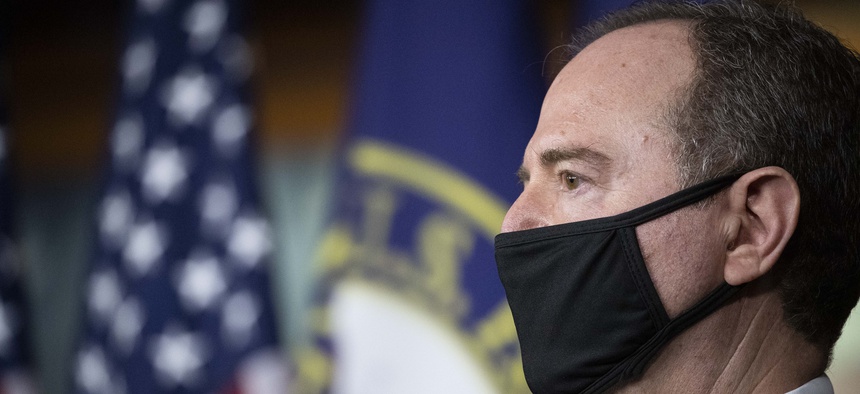 Rep. Adam Schiff, D-Calif., Chairman of the House Intelligence Committee, speaks during a news conference on Capitol Hill, after a meeting at the White House, Tuesday, June 30, 2020 in Washington.