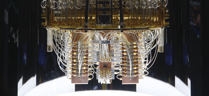 IBM unveils this quantum computer, Q System One, shown here during the CES tech show Wednesday, Jan. 8, 2020, in Las Vegas.