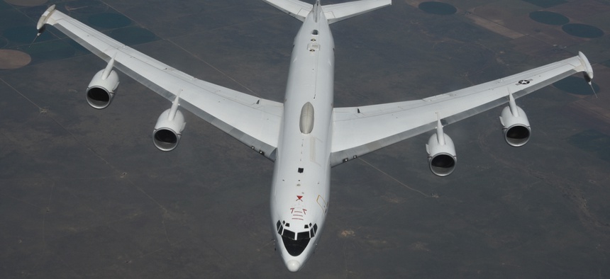 United States Navy Boeing E-6B Mercury of Strategic Communications Wing ONE, Task Group 114.2, based at Tinker Air Force Base, Oklahoma, high over Colorado Aug. 23, 2019.