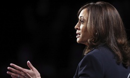 Democratic vice presidential candidate Sen. Kamala Harris, D-Calif., speaks during the vice presidential debate Wednesday, Oct. 7, 2020, at Kingsbury Hall on the campus of the University of Utah in Salt Lake City. 