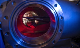 Cadet 2nd Class Eric Hembling uses a Ludwieg Tube to measure the pressures, temperatures, and flow field of various basic geometric and hypersonic research vehicles at Mach 6 in The United States Air Force Academy's Department of Aeronautics. 