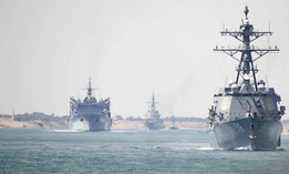 The Abraham Lincoln Carrier Strike Group transits the Suez Canal. 