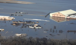 Water covered one-third of Offutt Air Force Base, Nebraska, after the Missouri River flooded in March 2019. 