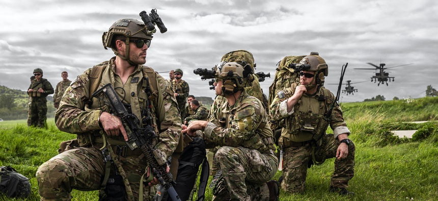 U.S. Special Forces soldiers train during Exercise Saber Junction 19 in Hohenfels, Germany, in September 2019.
