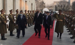 Acting Defense Secretary Christopher Miller enters the Afghanistan Presidential Palace on Tuesday, Dec 22, 2020