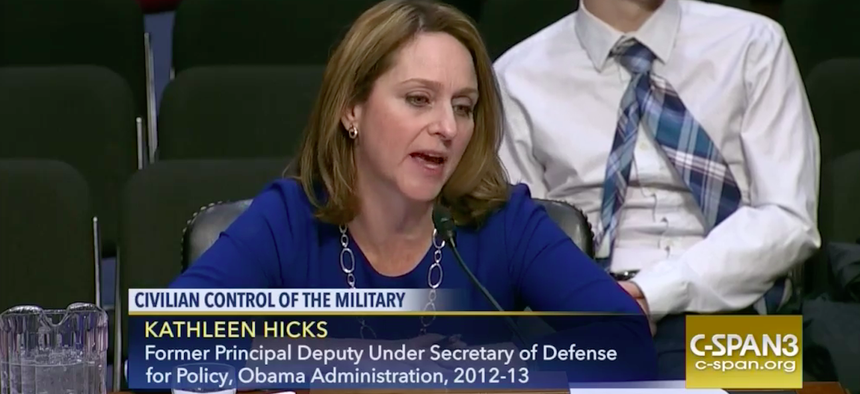 Kathleen Hicks testifies before the Senate Armed Services Committee on January 10, 2017.