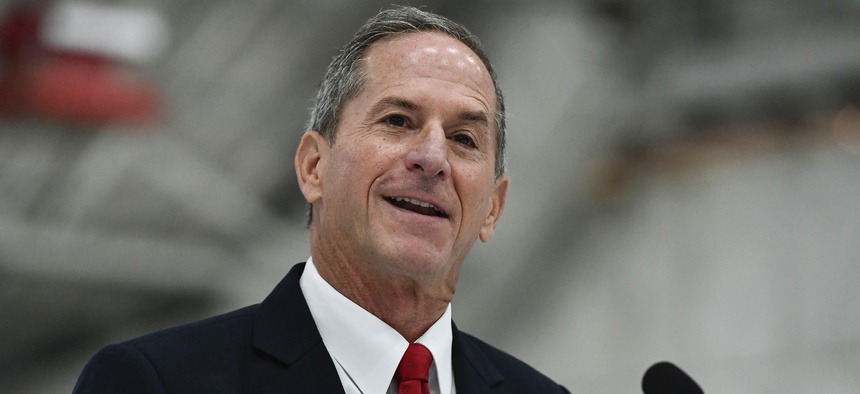 Retired Gen. David Goldfein speaks at a transition ceremony in August. Goldfein joined Blackstone earlier this month.