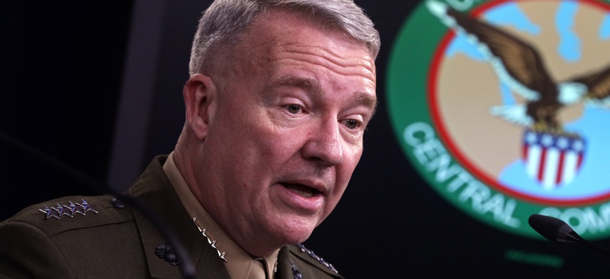 Gen. Kenneth McKenzie, commander of U.S. Central Command, participates in a press briefing October 30, 2019 at the Pentagon.