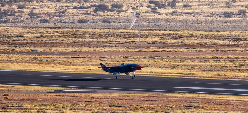 A new Boeing-made drone on its first flight last week.