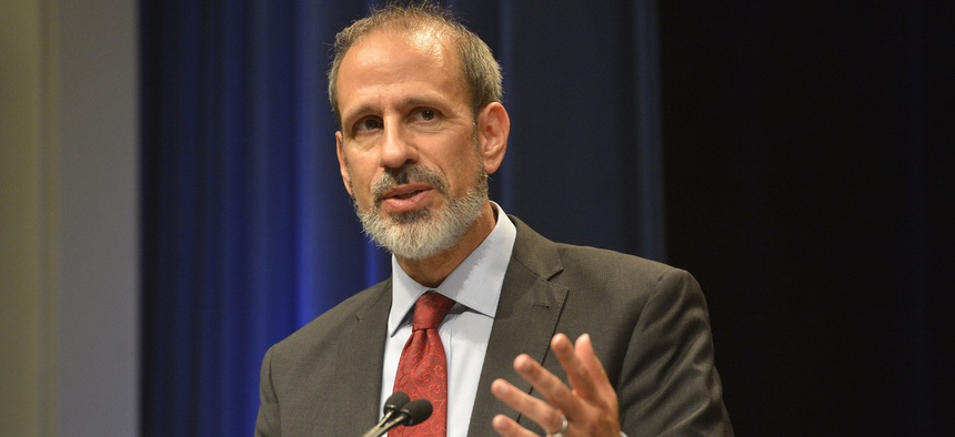 Michael McCord speaks at the Pentagon in 2014.