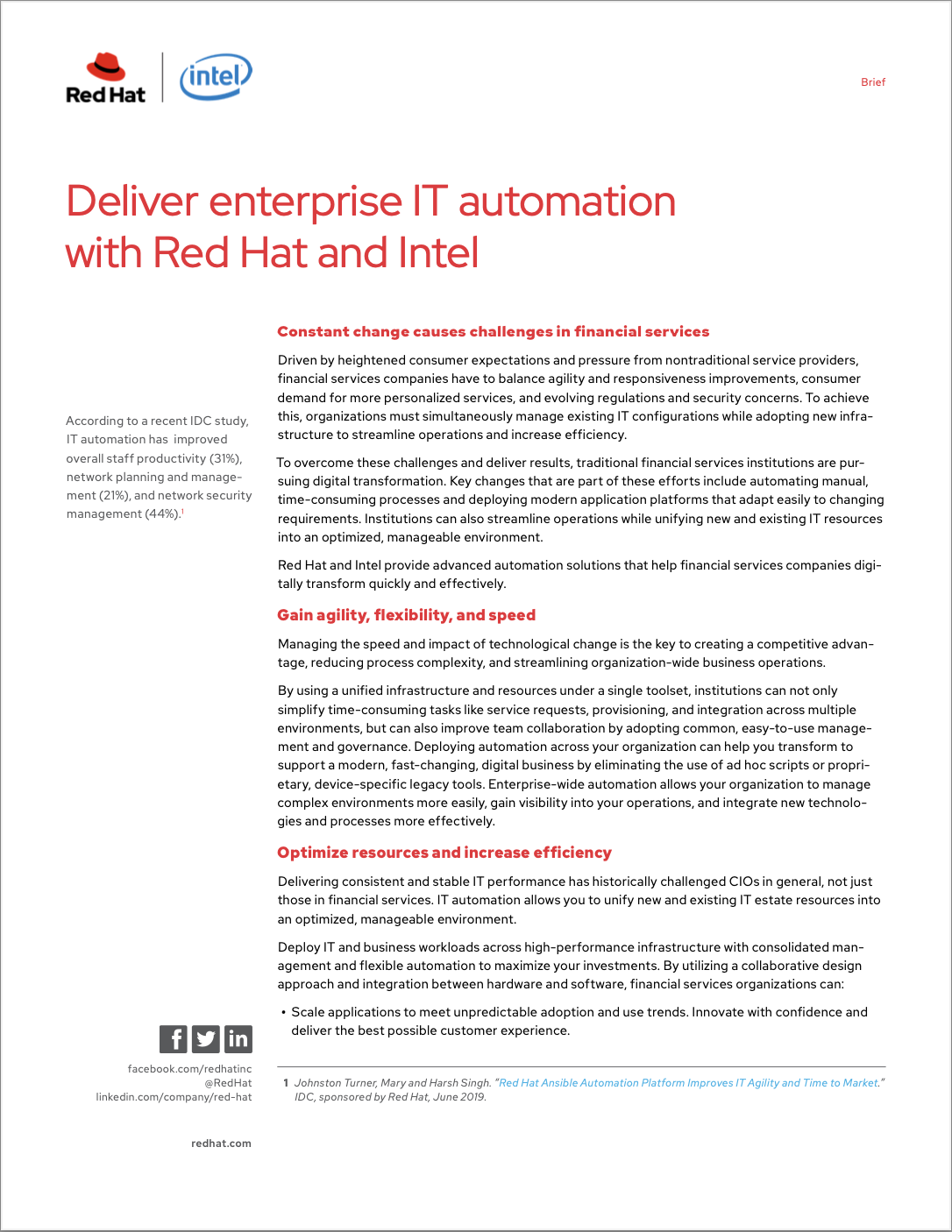 Deliver enterprise IT automation with Red Hat and Intel