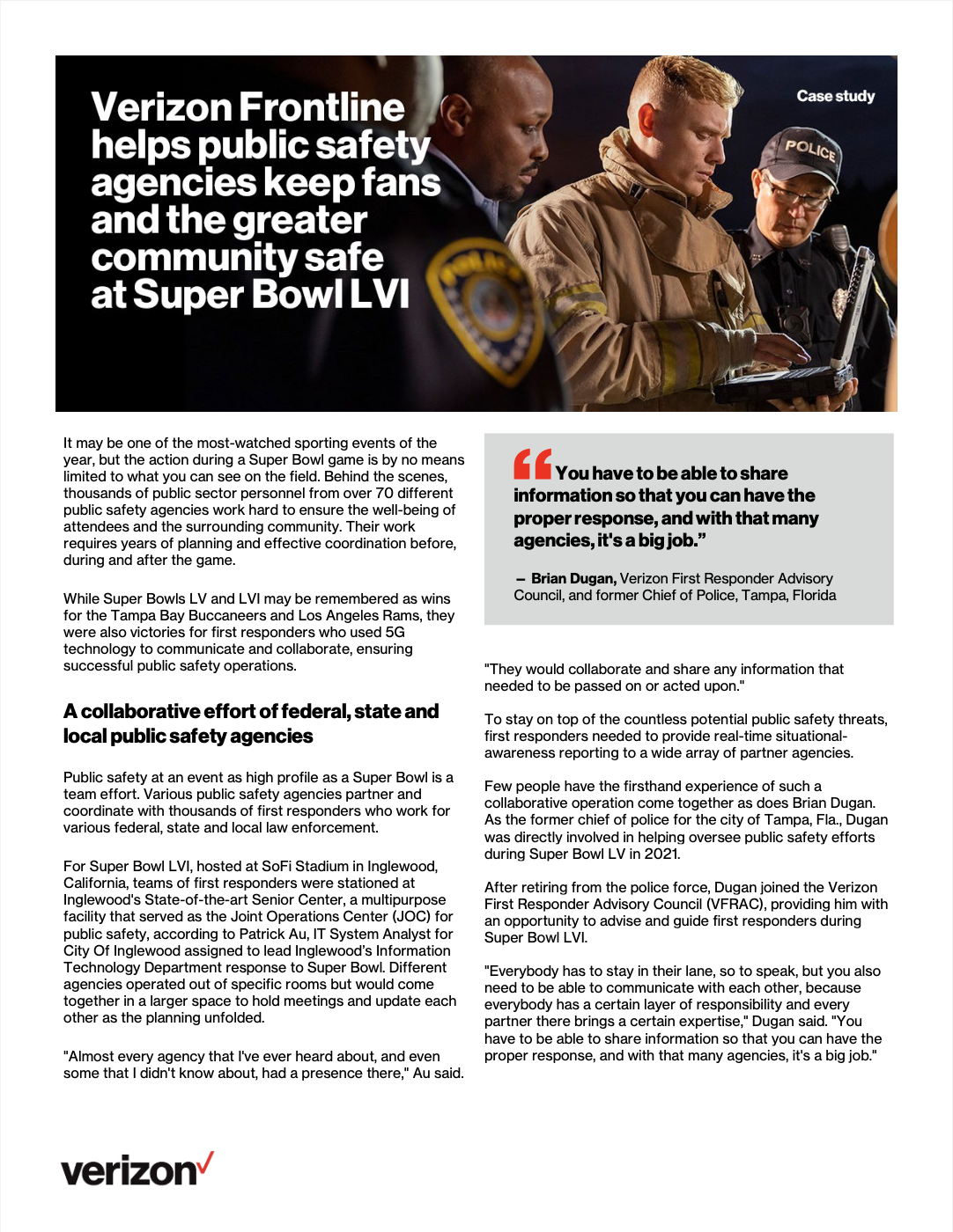 Verizon Frontline helps public safety agencies keep fans and the